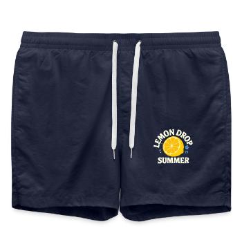 Lemon Drop Summer- Fruchtig, frisches Trendshirt - Badeshorts - French Navy - Vorne - AI Model Male 185 light (185cm)
