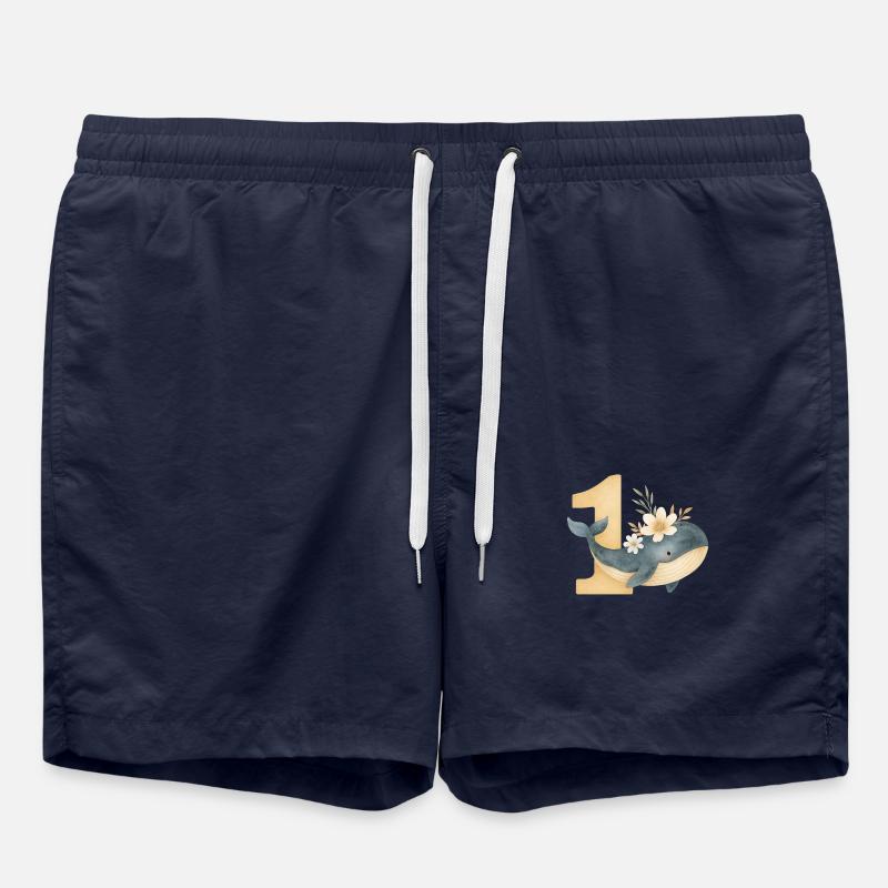 whale birthday / Wal Geburtstag - Badeshorts - French Navy
