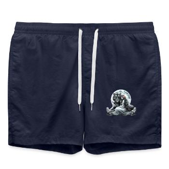 Moonlit Bond – Mystical Woman and Tiger - Swim Trunks - french navy - Front - AI Model Male 185 light (185cm)