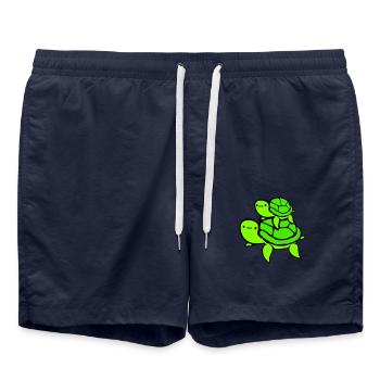 2 Water turtles child dad mom father mother - Swim Trunks - french navy - Front - AI Model Male 185 light (185cm)