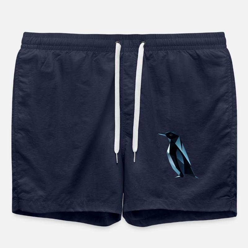 Cute Penguin Low Poly Design - Swim Trunks - french navy