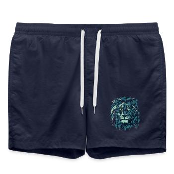 Löwenkopf - Sternzeichen Löwe - Badeshorts - French Navy - Vorne - AI Model Male 185 light (185cm)