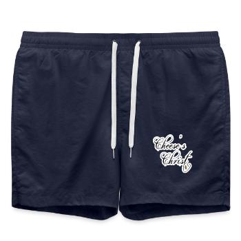 Cheese ist Christ - Badeshorts - French Navy - Vorne - AI Model Male 185 light (185cm)