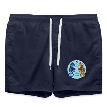 Seepferdchen Liebespaar Illustration - Badeshorts - French Navy - Vorne - AI Model Male 185 light (185cm)