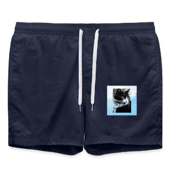 Katze - Badeshorts - French Navy - Vorne - AI Model Male 185 light (185cm)