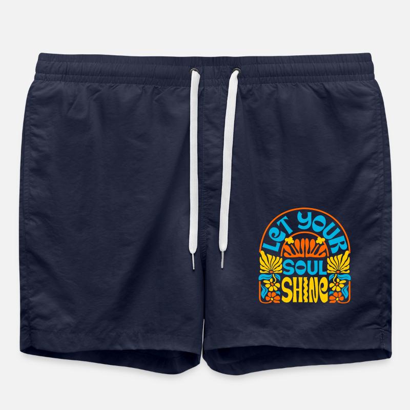 Art rétro de l’été - Short de bain - bleu marine