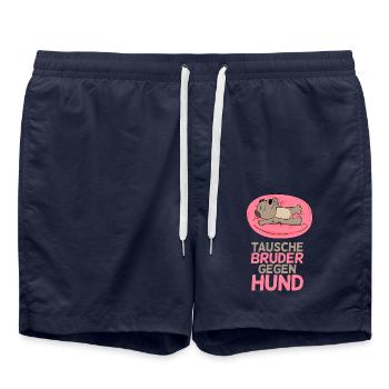 Tausche Bruder gegen Hund - Badeshorts - French Navy - Vorne - AI Model Male 185 light (185cm)