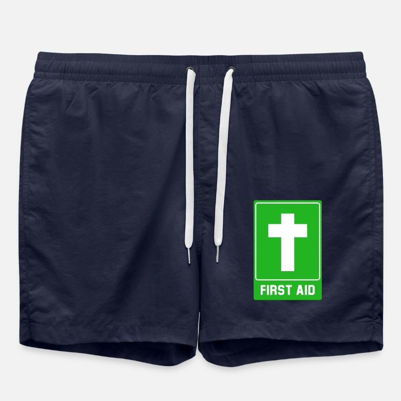Premiers soins croisés - Short de bain - bleu marine