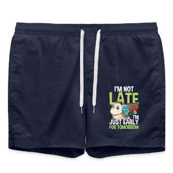 I'm Not Late I'm Just Early For Tomorrow - Badeshorts - French Navy - Vorne - AI Model Male 185 light (185cm)