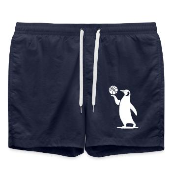 Pinguin Basketball Silhouette Minimalistisch Sport - Badeshorts - French Navy - Vorne - AI Model Male 185 light (185cm)