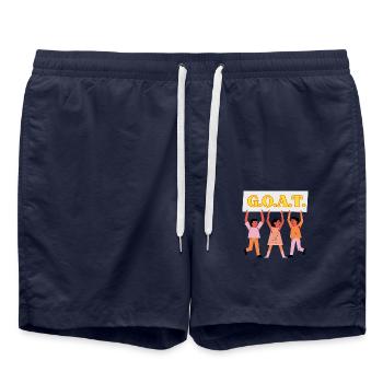 G.O.A.T. Greatest of All Time Design Motiv - Badeshorts - French Navy - Vorne - AI Model Male 185 light (185cm)