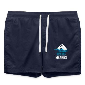Attention Sharks Poker Strong Gift - Swim Trunks - french navy - Front - AI Model Male 185 light (185cm)