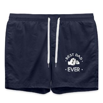 Papa bestes Papa-Geschenk aller Zeiten - Badeshorts - French Navy - Vorne - AI Model Male 185 light (185cm)