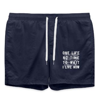 no time to wait live now - Swim Trunks - french navy - Front - AI Model Male 185 light (185cm)