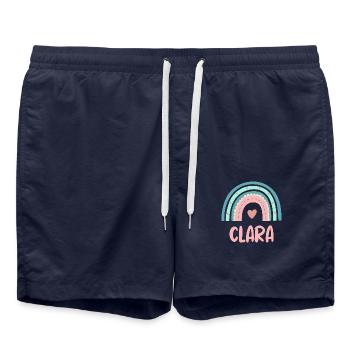 Clara Name Regenbogen Baby - Badeshorts - French Navy - Vorne - AI Model Male 185 light (185cm)