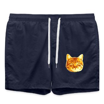 Joli chat réaliste face de tête - Short de bain - bleu marine - Devant - AI Model Male 185 light (185cm)