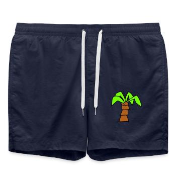 Palm Tree Island Tree Beach Holiday Coconut Sea Cool - Swim Trunks - french navy - Front - AI Model Male 185 light (185cm)