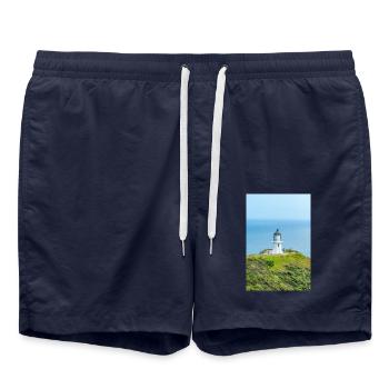 Lighthouse at Cape Reinga (Te Rerenga Wairua) New - Badeshorts - French Navy - Vorne - AI Model Male 185 light (185cm)