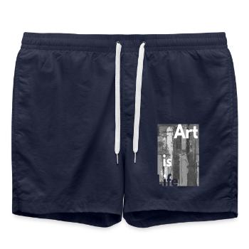 Art is life art picture - Swim Trunks - french navy - Front - AI Model Male 185 light (185cm)
