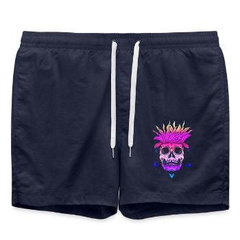 Skelett Skelett Skater Knochen Schädel Skelett Kopf - Badeshorts - French Navy - Vorne - AI Model Male 185 light (185cm)