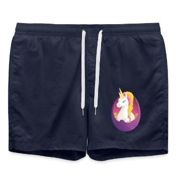 Unicorn in an egg - Colorful design in pink, - Swim Trunks - french navy - Front - AI Model Male 185 light (185cm)