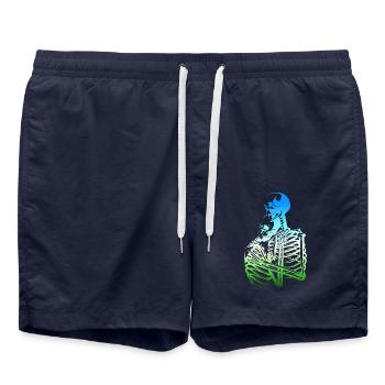 crâne squelette mort halloween horreur noir mort - Short de bain - bleu marine - Devant - AI Model Male 185 light (185cm)