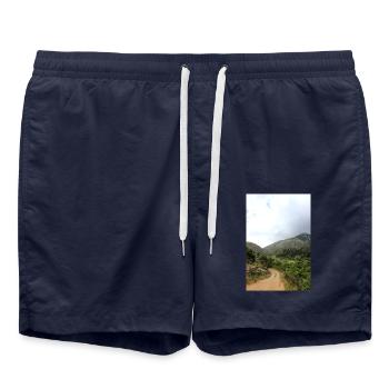 Berg Berge Berglandschaft Poster - Badeshorts - French Navy - Vorne - AI Model Male 185 light (185cm)