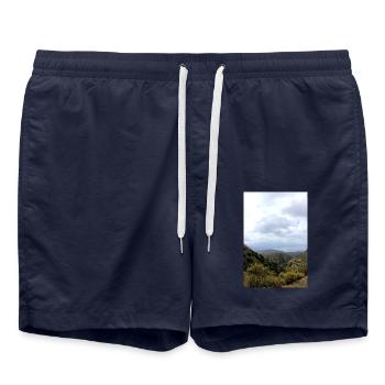 Mountain Mountains Mountain Landscape Poster - Swim Trunks - french navy - Front - AI Model Male 185 light (185cm)