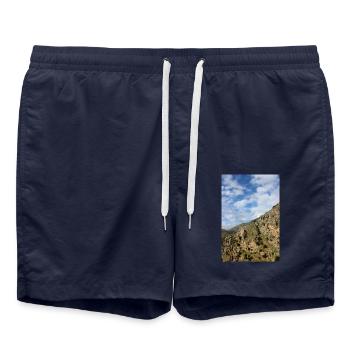 Mountain Mountains Mountain Landscape Poster - Swim Trunks - french navy - Front - AI Model Male 185 light (185cm)