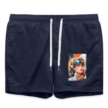 Space Race - Badeshorts - French Navy - Vorne - AI Model Male 185 light (185cm)