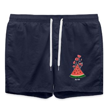 Watermelon Blossom / Art from Gaza - Short de bain - bleu marine - Devant - AI Model Male 185 light (185cm)