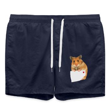 Note de hamster pour personnaliser le texte de la note - Short de bain - bleu marine - Devant - AI Model Male 185 light (185cm)