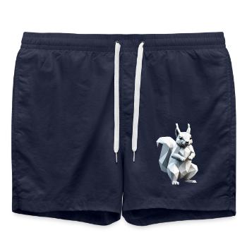 Squirrel - Cute Low Polygon Design - Swim Trunks - french navy - Front - AI Model Male 185 light (185cm)