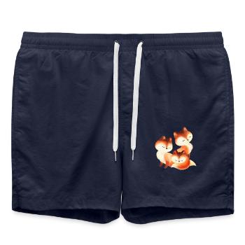 Fuchs Füchse Foxy Waldtier niedlich Rotfuchs süß - Badeshorts - French Navy - Vorne - AI Model Male 185 light (185cm)