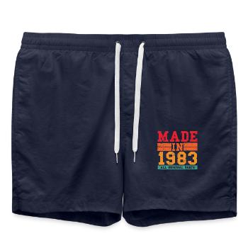 1983 Anniversaire vintage rengaine - Short de bain - bleu marine - Devant - AI Model Male 185 light (185cm)