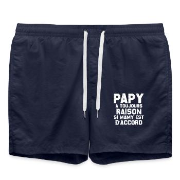 Papy A Toujours Raison Si Mamy Est D'accord Humour - Short de bain - bleu marine - Devant - AI Model Male 185 light (185cm)
