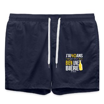 Cadeau d anniversaire 40 ans j ai 40 ans et bière - Short de bain - bleu marine - Devant - AI Model Male 185 light (185cm)