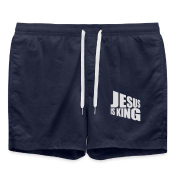 jesus is king quote - Swim Trunks - french navy - Front - AI Model Male 185 light (185cm)