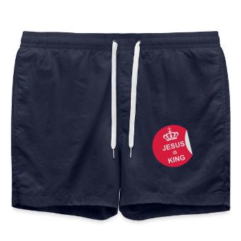 jesus is king quote - Swim Trunks - french navy - Front - AI Model Male 185 light (185cm)