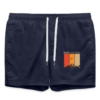 Vanlife Abenteurer - Retro 70er Jahre Farben - Badeshorts - French Navy - Vorne - AI Model Male 185 light (185cm)