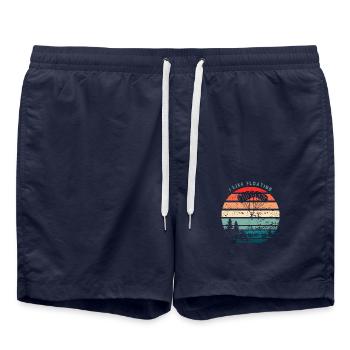 Ich mag Schweben - Retro Skydiving - Badeshorts - French Navy - Vorne - AI Model Male 185 light (185cm)