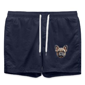 Bouledogue français – Joueur et plein de charme - Short de bain - bleu marine - Devant - AI Model Male 185 light (185cm)