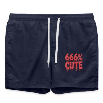 666% Cute! Satanistisches Goth Girl Design - Badeshorts - French Navy - Vorne - AI Model Male 185 light (185cm)