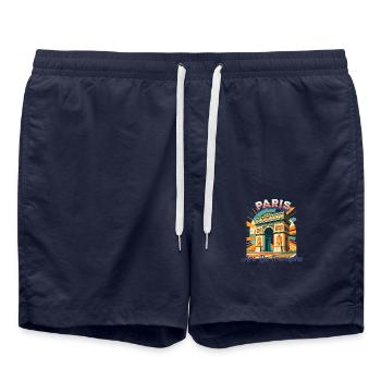 Urban Retro Dreams – ARC DE TRIOMPHE - Paris - Swim Trunks - french navy - Front - AI Model Male 185 light (185cm)