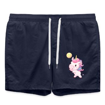 Cute unicorn playing volleyball - Swim Trunks - french navy - Front - AI Model Male 185 light (185cm)