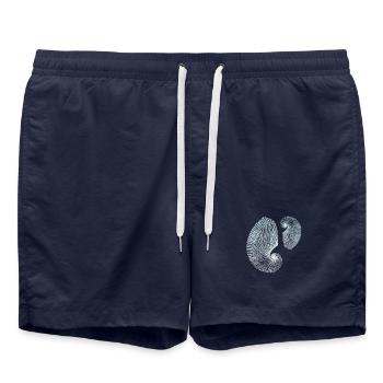 Motifs marins en spirale minimaliste - Short de bain - bleu marine - Devant - AI Model Male 185 light (185cm)