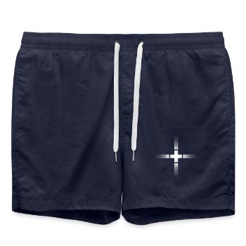 Schweizerkreuz und Nachbarländer - Badeshorts - French Navy - Vorne - AI Model Male 185 light (185cm)