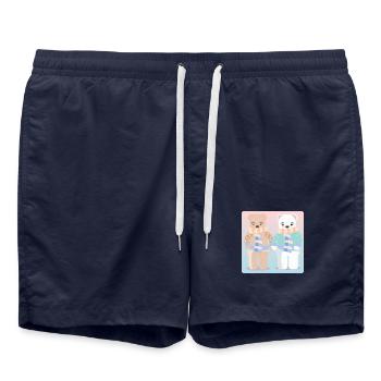 Ours brun Ours polaire - Paires d’animaux - Couples d’hiver - Short de bain - bleu marine - Devant - AI Model Male 185 light (185cm)
