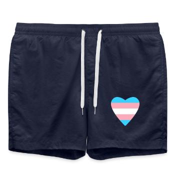 Cœur de la Fierté Transgenre Design - Short de bain - bleu marine - Devant - AI Model Male 185 light (185cm)