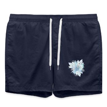 branche de houx bleuâtre avec des cristaux - Short de bain - bleu marine - Devant - AI Model Male 185 light (185cm)